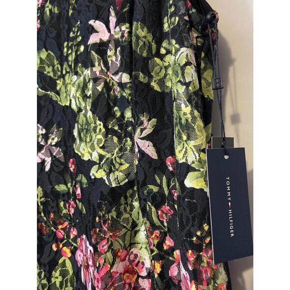 Tommy Hilfiger Womens Size 18 Black Floral Layered Knee Length Dress NWT! A3471 - Picture 6 of 12